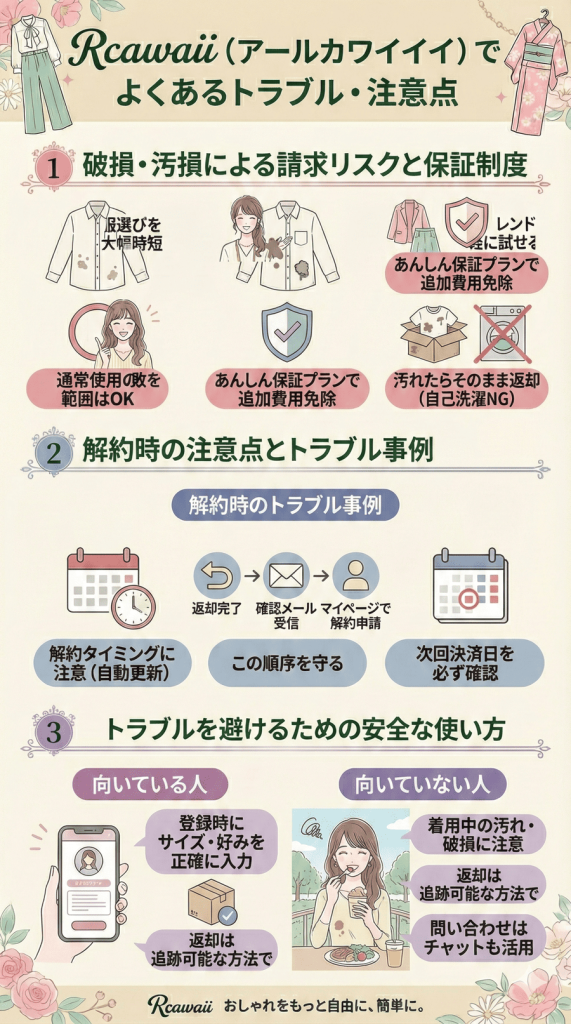 Rcawaii（アールカワイイ）でよくあるトラブル・注意点